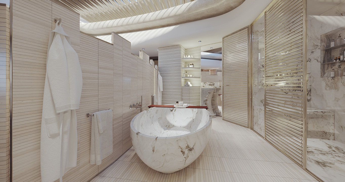 Romeo 55 motor yacht Pulina Exclusive Interiors Bath Tub