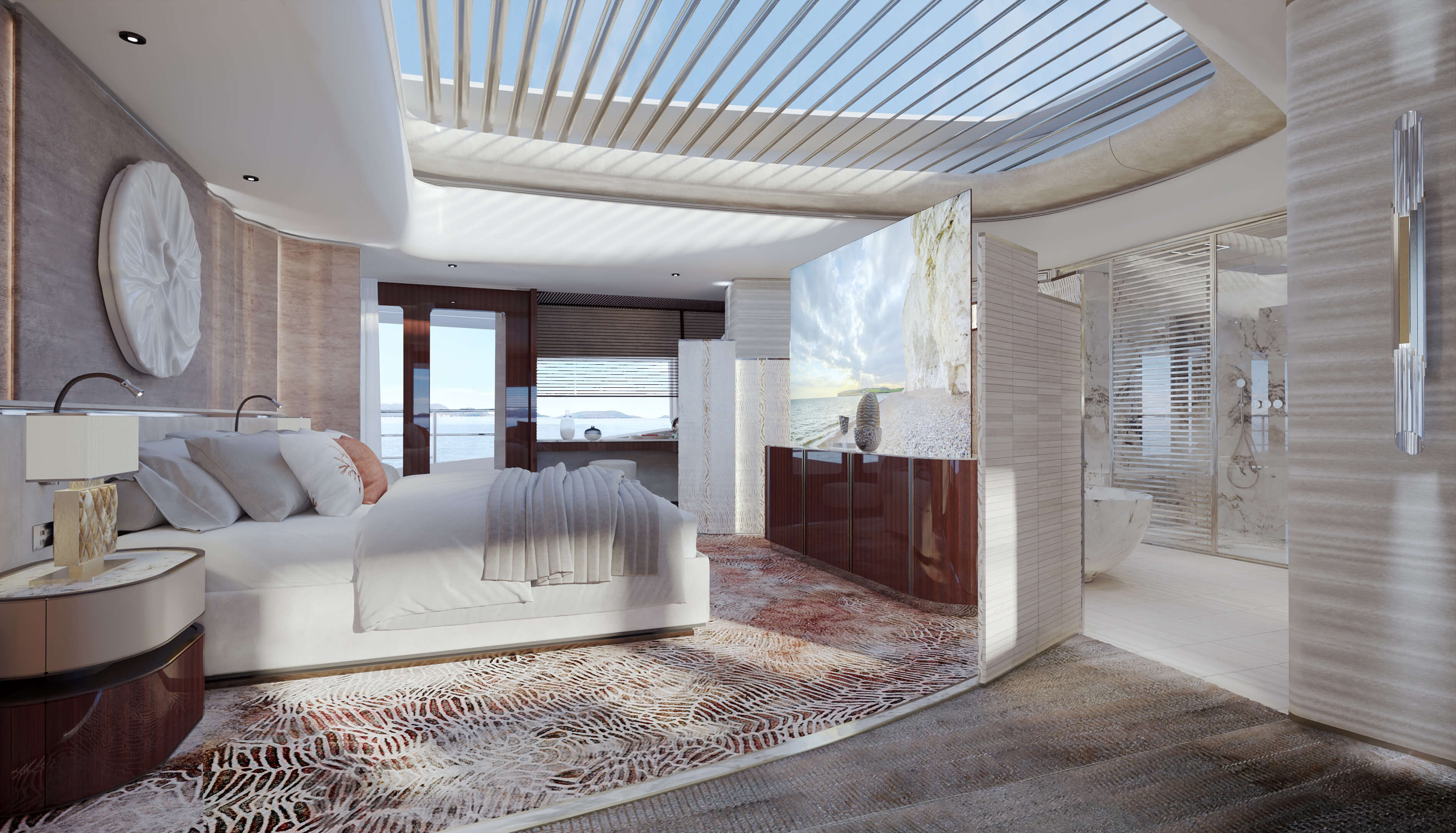 Romeo 55 motor yacht Pulina Exclusive Interiors Owners Suite